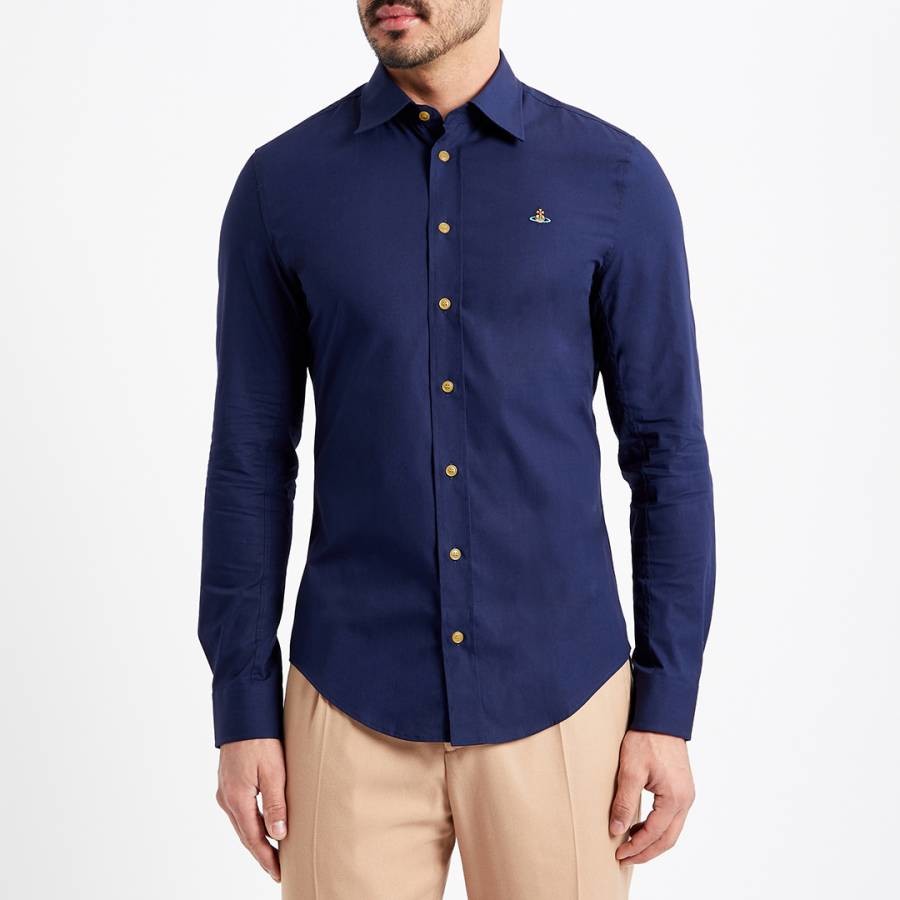 Navy Classic Cotton Blend Shirt