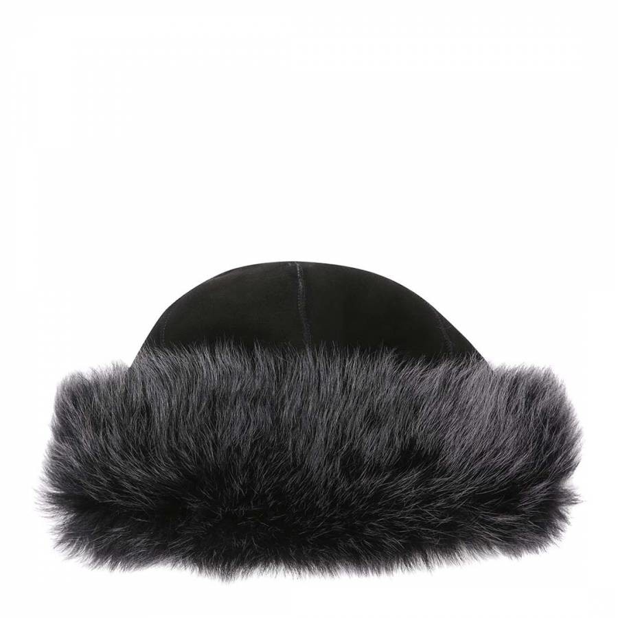 Luxury Black/Dark Grey Sheepskin Hat