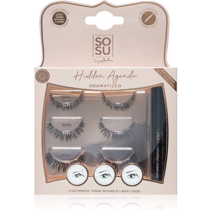 SOSU by Suzanne Jackson Hidden Agenda Dramatized Knotless Individual Cluster Lashes 10 mm, 12 mm, 14 mm (With Glue)