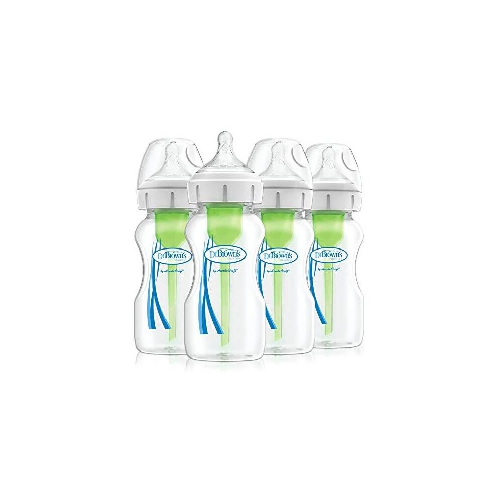 Dr Brown's Options+ Anti-Colic Baby Bottles, Four Pack, 270 ml Bottles