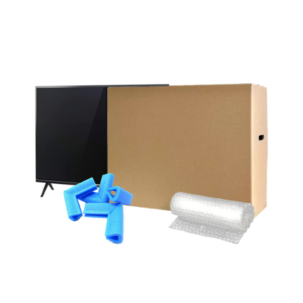 (43 Inch, 5) TV Removal Cardboard Box with Foam Corners & Bubble Wrap