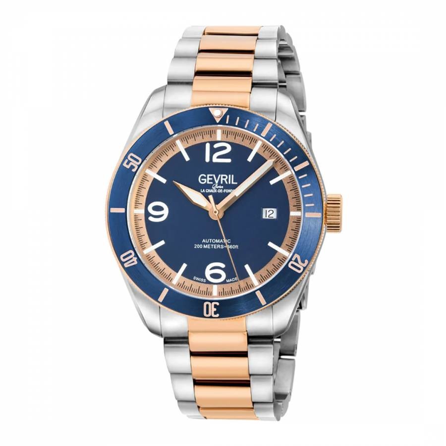 Men's Silver/Blue Gevril Yorkville Automatic Watch 43mm