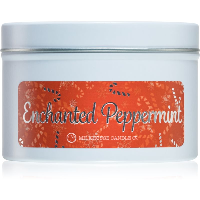 Milkhouse Candle Co. Christmas Enchanted Peppermint scented candle in tin 141 g