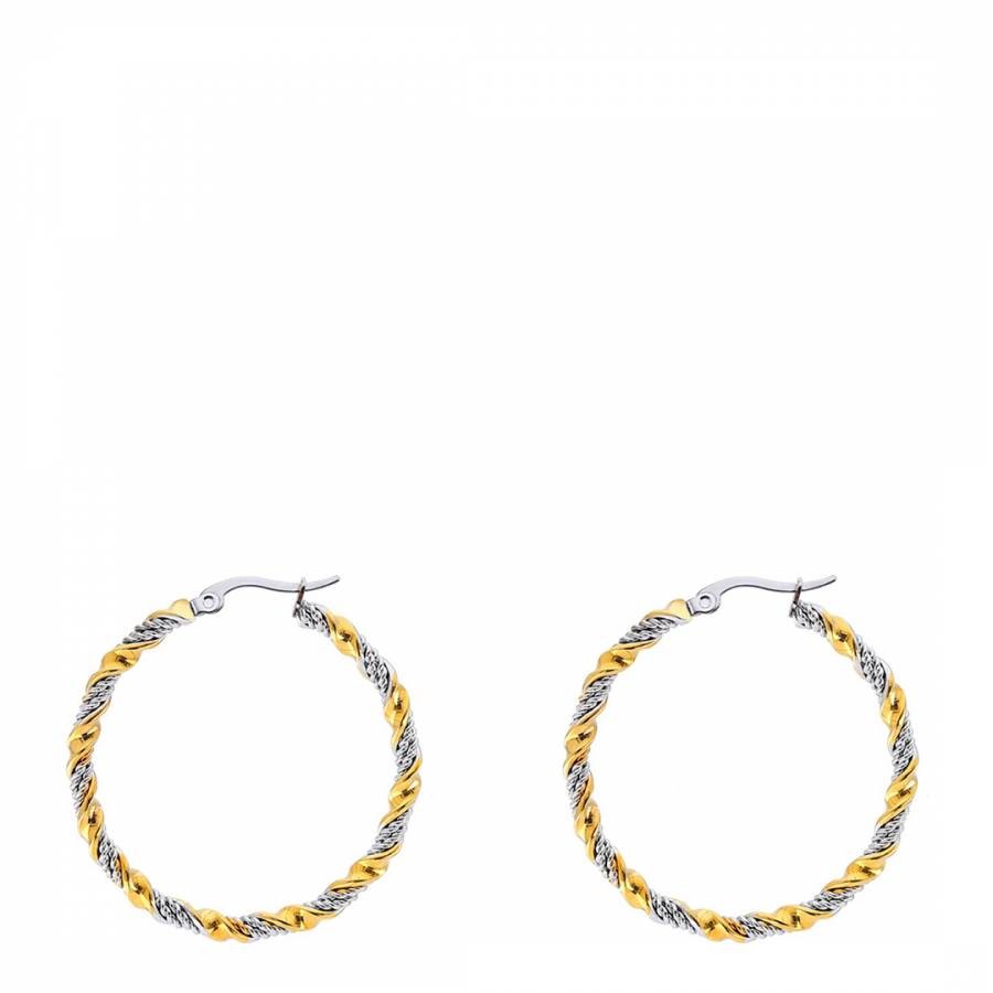 18K Gold Two Tone Hoop Earrings