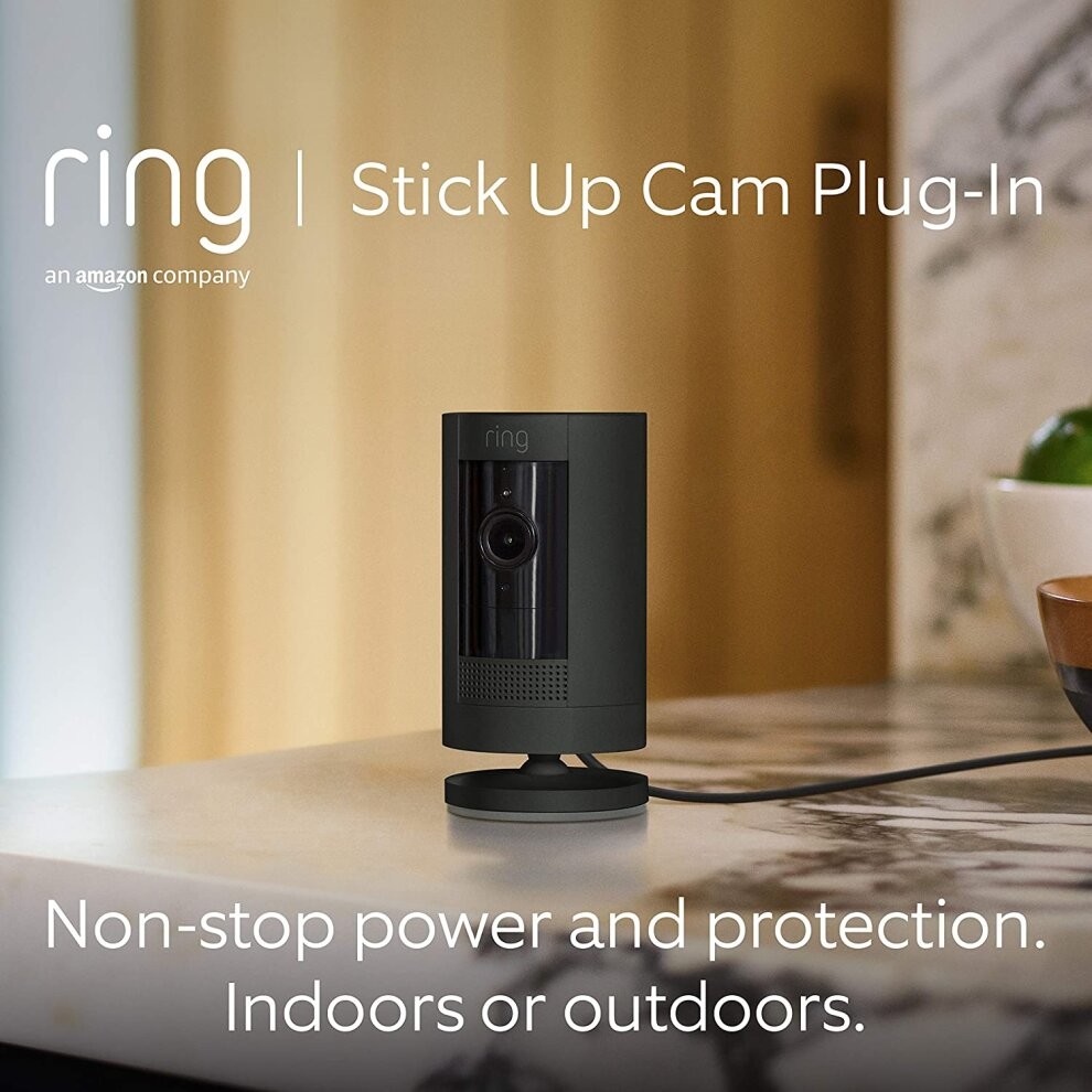 Ring Stick Up Cam Plug-In | HD security camera with Two-Way Talk