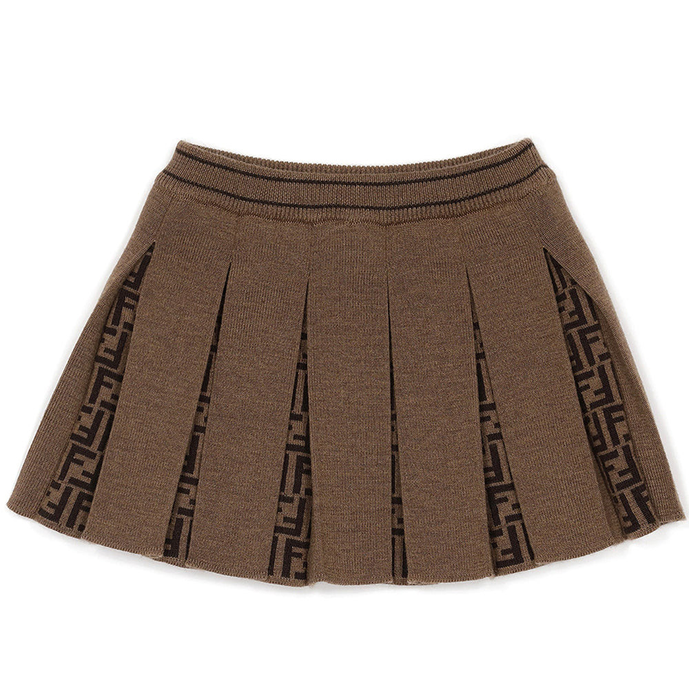 Fendi Baby Girls FF Print Knit Skirt Brown, 12M