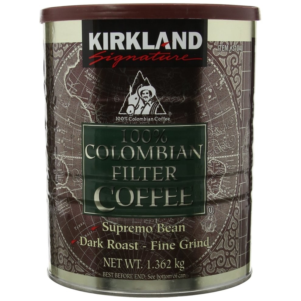 Kirkland Signature - 100% Colombian Filter Coffee Supremo Bean Dark Roast Fine Grind 1.36kg