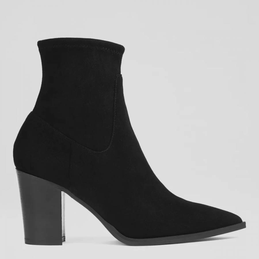 Black Camelia Stretch Suede Ankle Boots