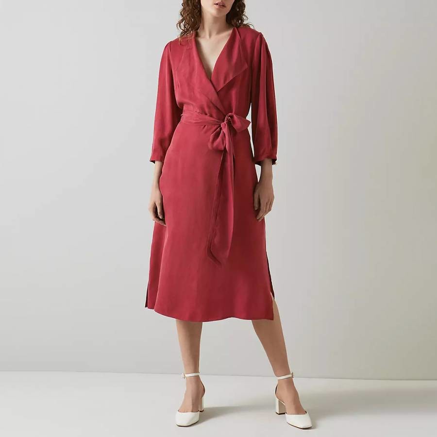 Burgundy Iris Belted Dress