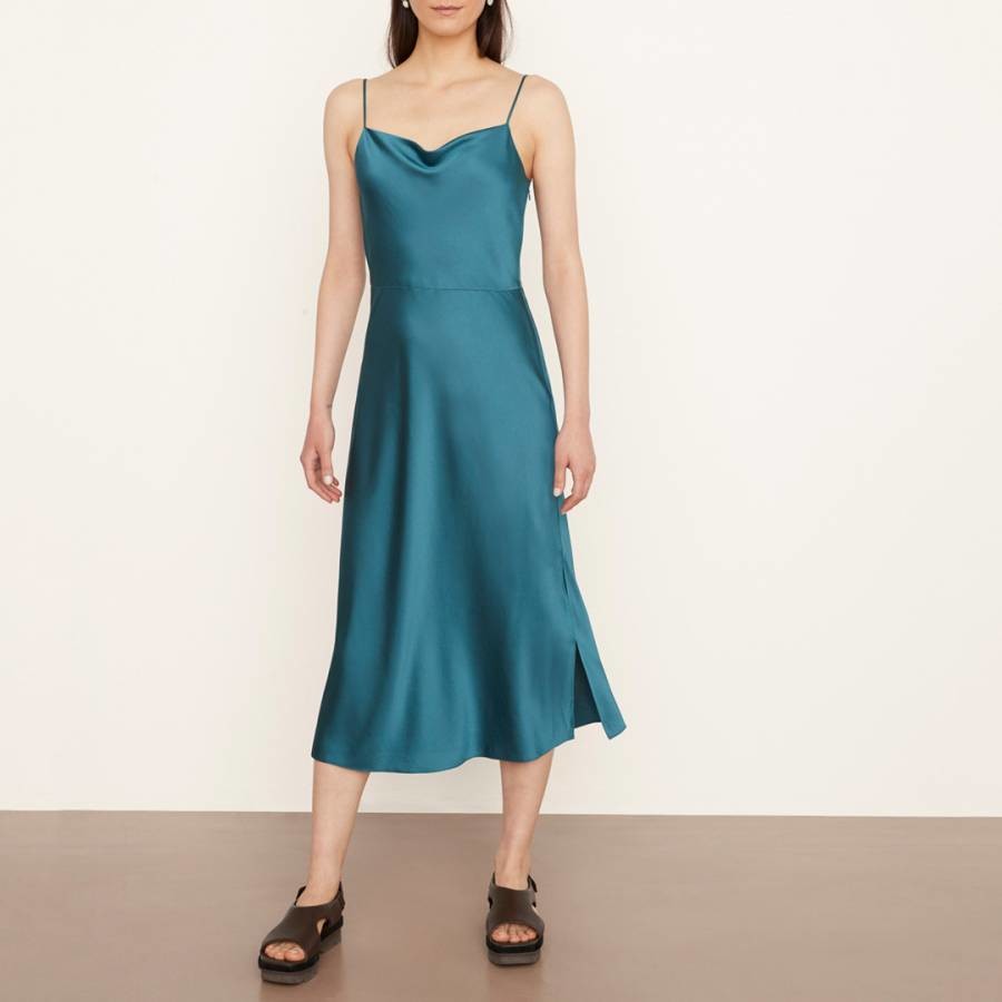 Blue Cowl Neck Slip Dress