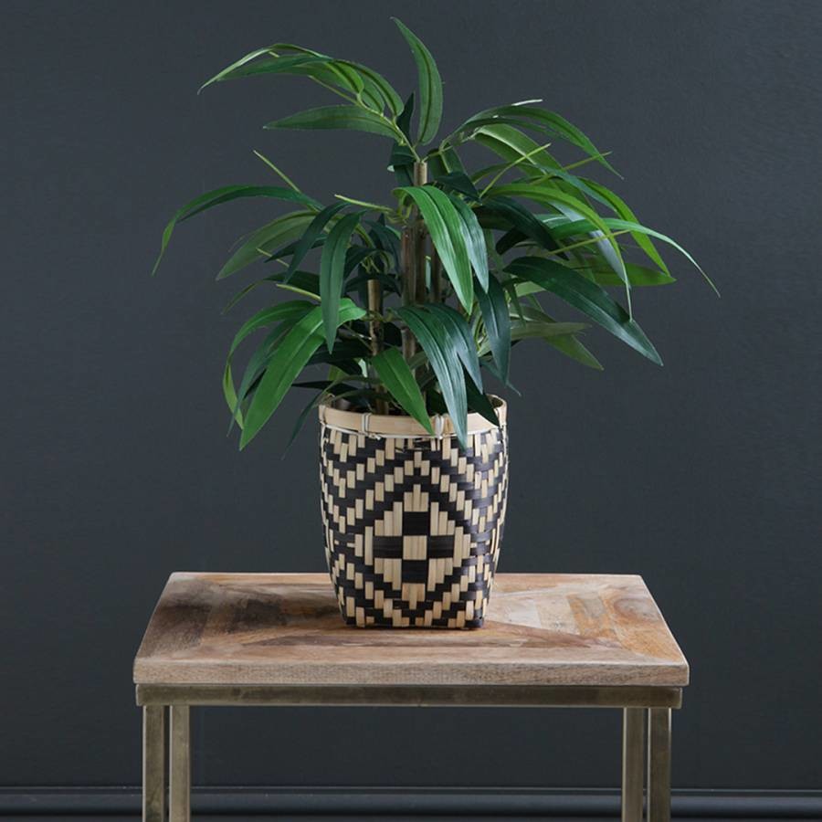 Bamboo in Black & Natural Woven Pot 60cm