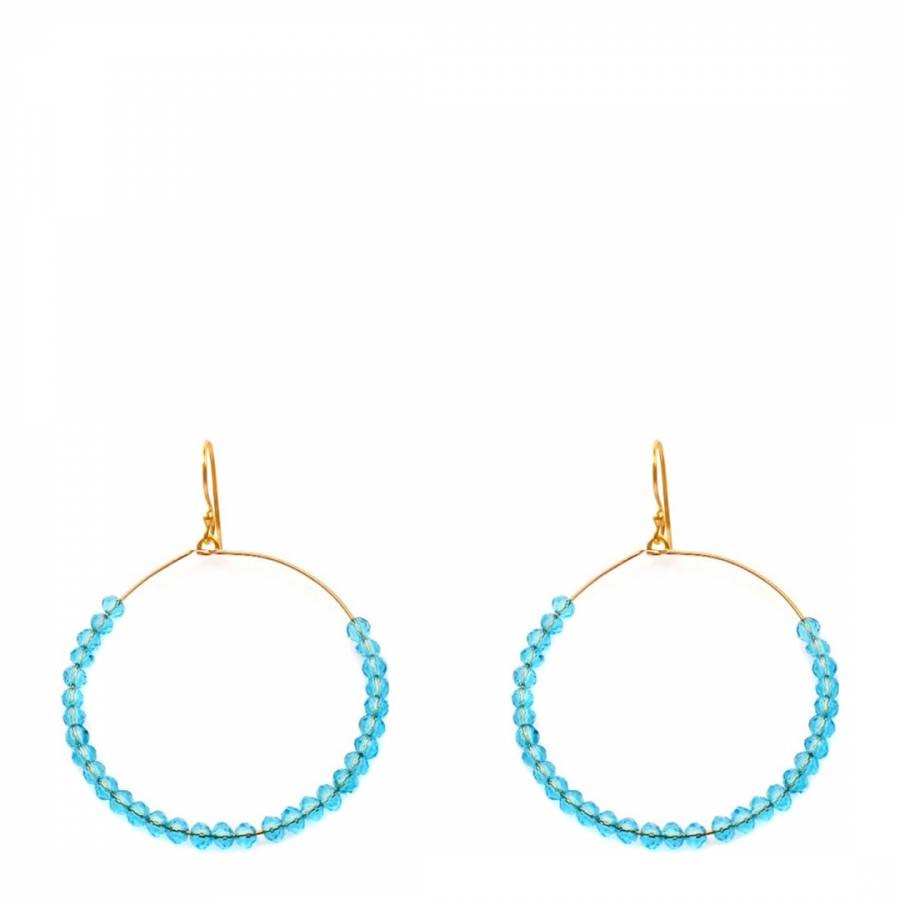 18K Gold Aquamarine Quartz Hoop Earrings