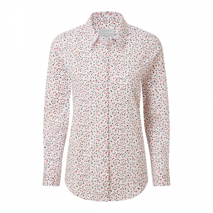 White/Pink Sunningdale Cotton Blend Dotty Print Shirt