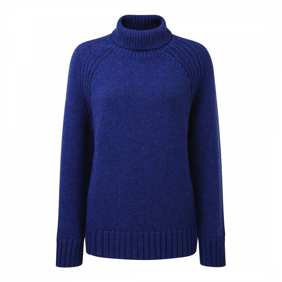 Indigo Roll Neck Merino Wool Jumper