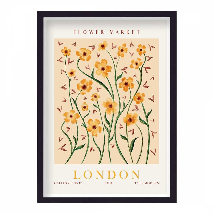Flower Market No8 London 44x62cm Framed Print