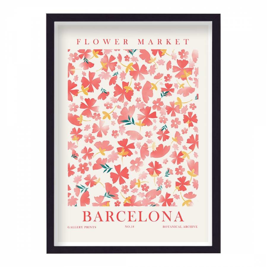 Flower Market Pink No18 Barcelona 44x62cm Framed Print