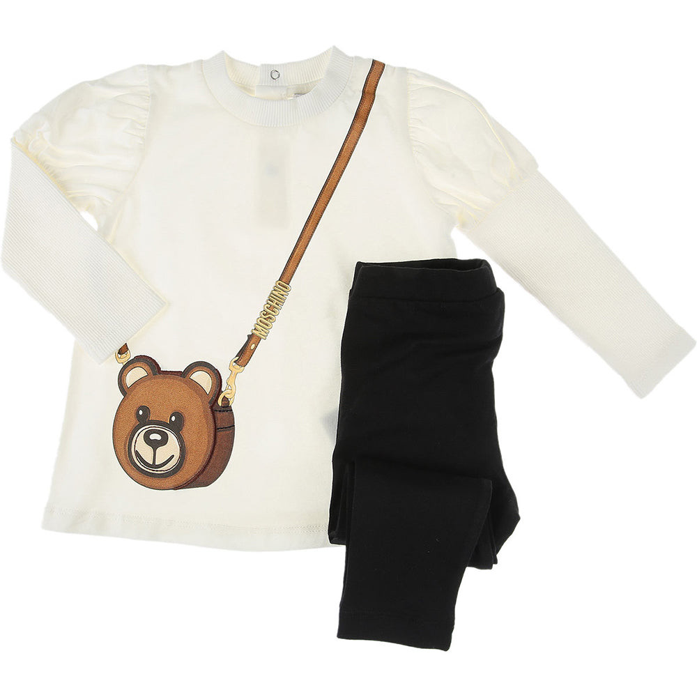 Moschino Baby Girls Teddy Bear T-shirt And Leggings Set White, 6M / WHITE