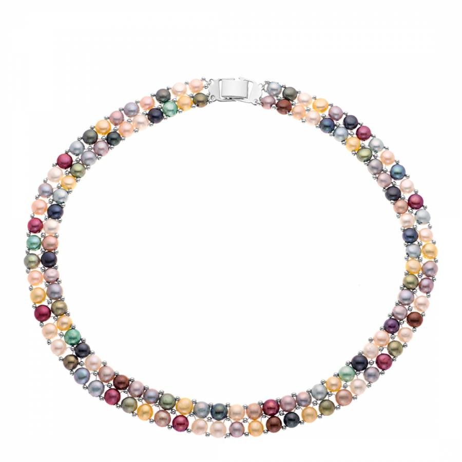 Multicolour 2 Row Real Freshwater Pearl Necklace