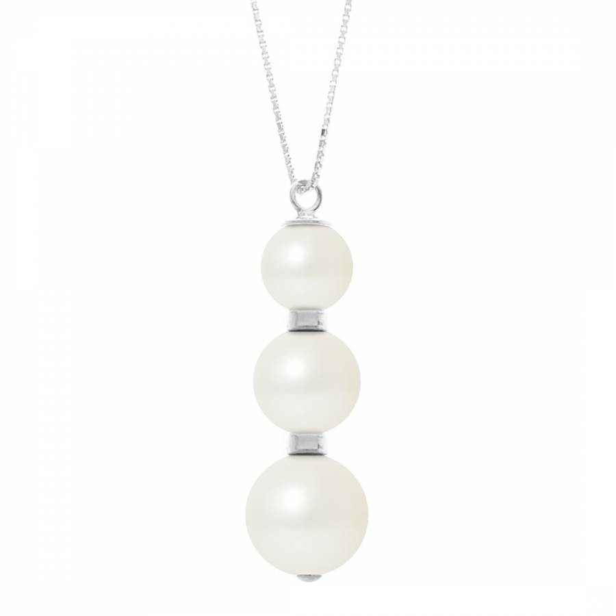 Silver/Black Trio Freshwater Pearl Pendant Necklace