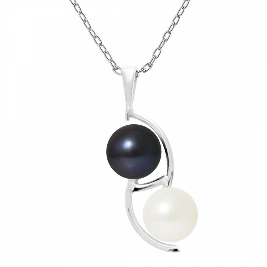 Natural White/Black Tahiti Duo Real Cultured Freshwater Pearl Necklace