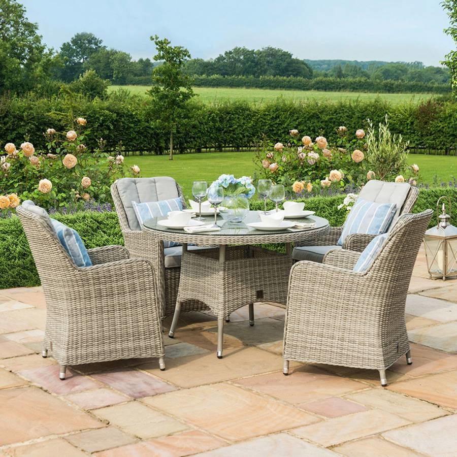 Oxford 4 Seat Round Dining Set with Venice Chairs