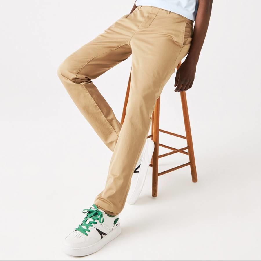 Camel Tapered Leg Trousers