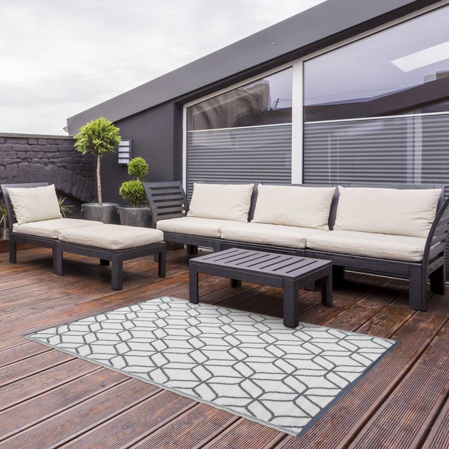 Graphical Outdoor 121x180cm Rug Grey
