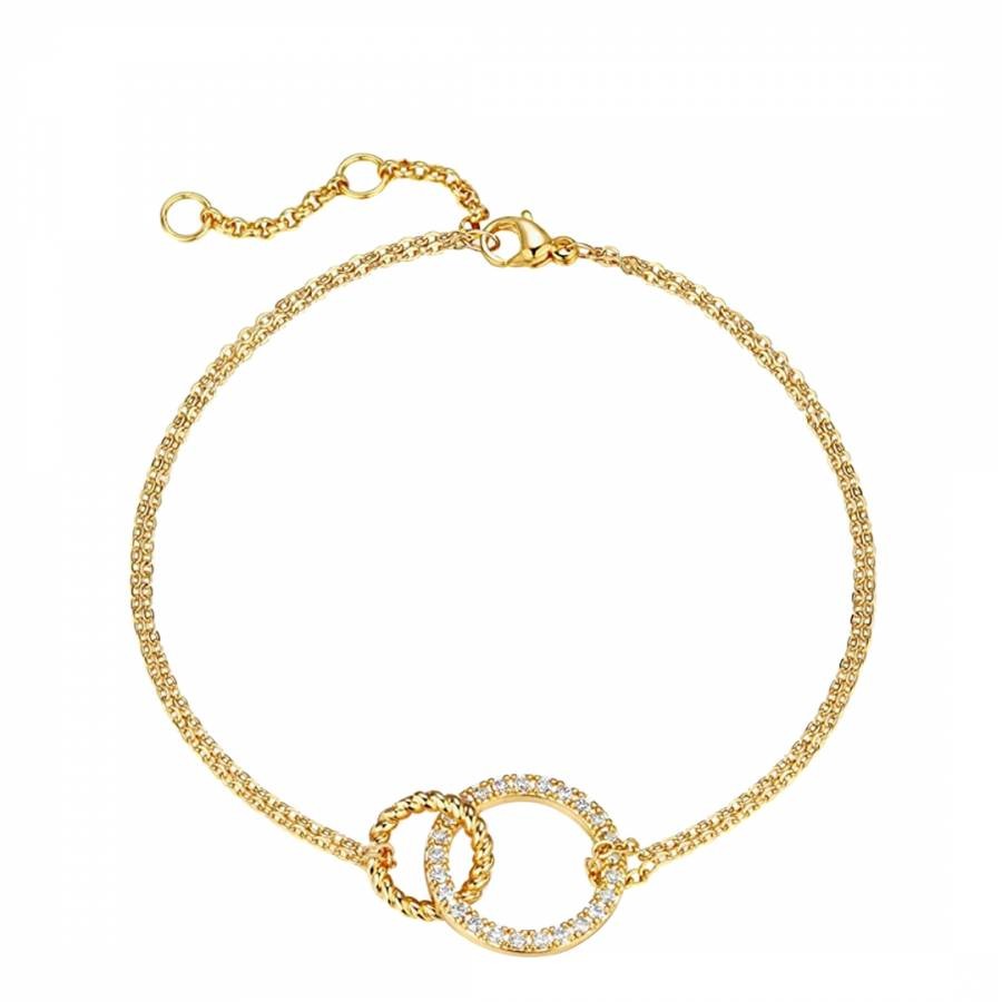 18K Gold Cz Double Ring Eternity Bracelet