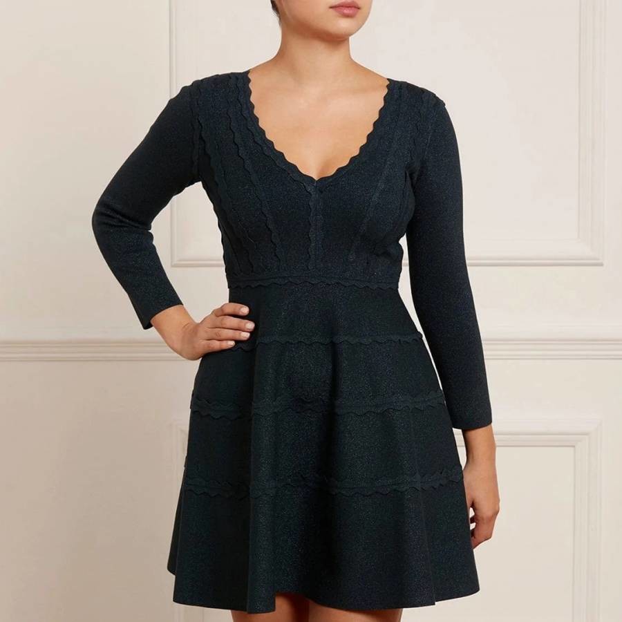 Black Shimmer Knit Mini Dress