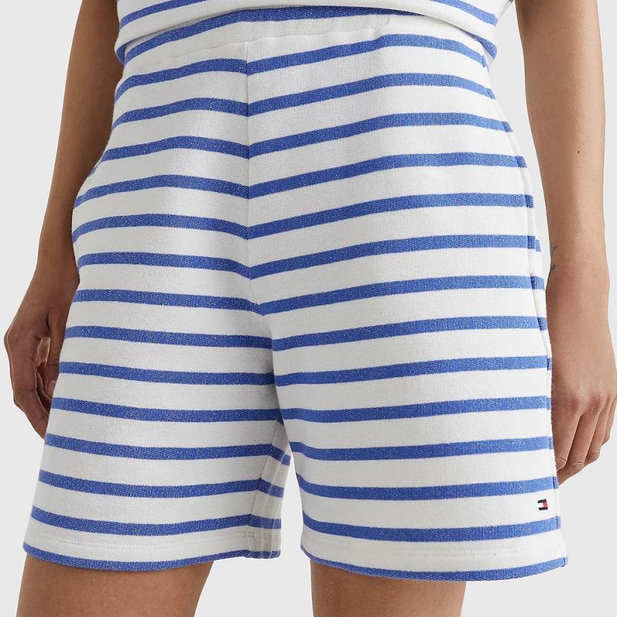 White Stripe Cotton Shorts