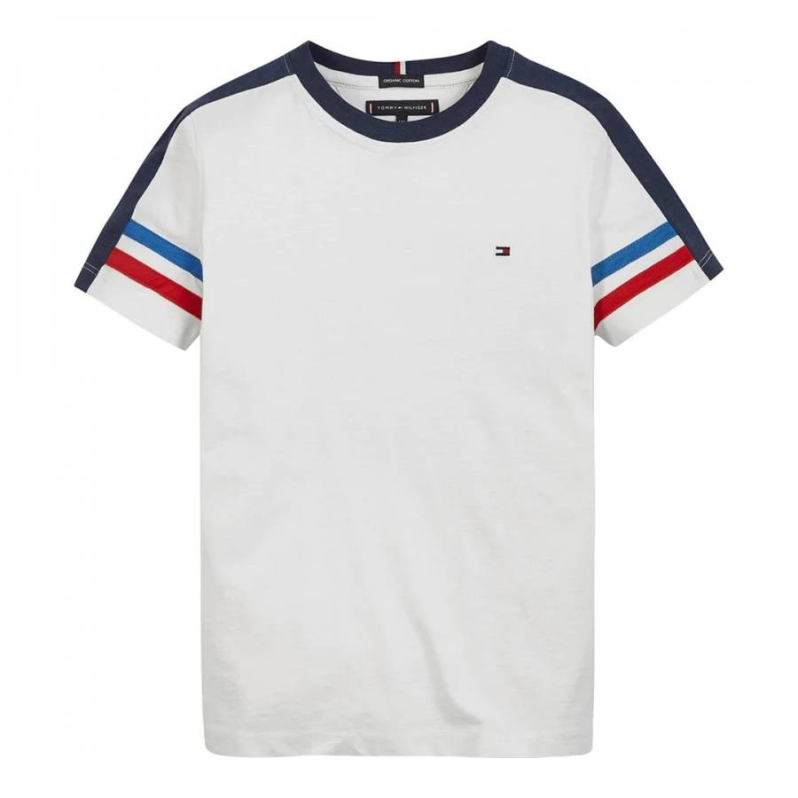 Younger Boy's White Colourblock T-Shirt