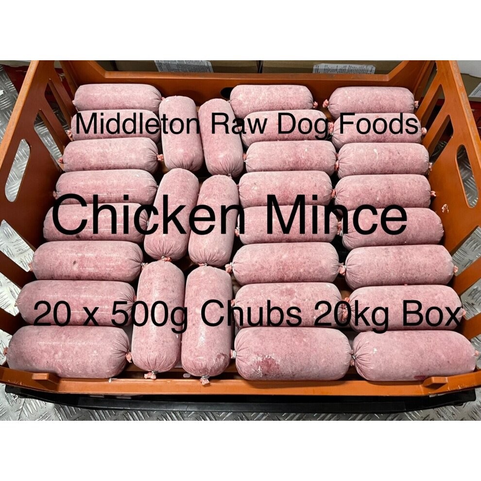 Frozen Dog Food Chicken Mince 40 x 500g chubs/rolls 20kg box