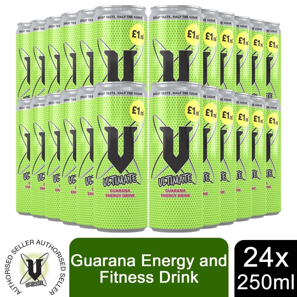 V Can Ultimate Guarana Energy Drink 250ml, 24 CANS