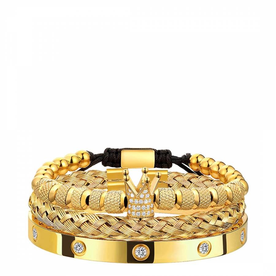 18K Gold Bangle & Cuff Bracelet Set