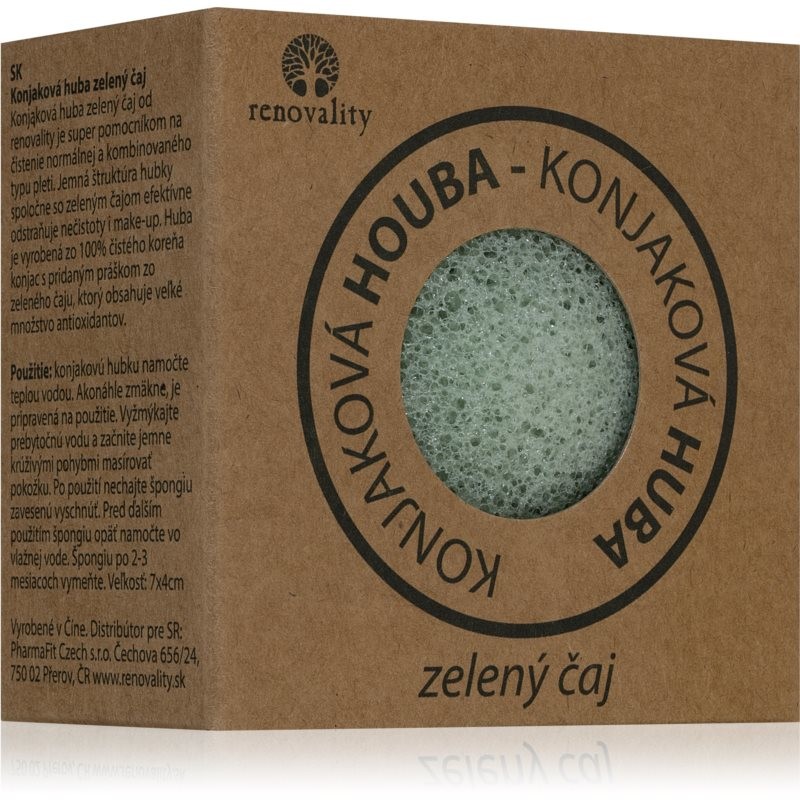 Renovality Konjac mushroom green tea Cleansing Puff to Treat Skin Imperfections 7x4 cm