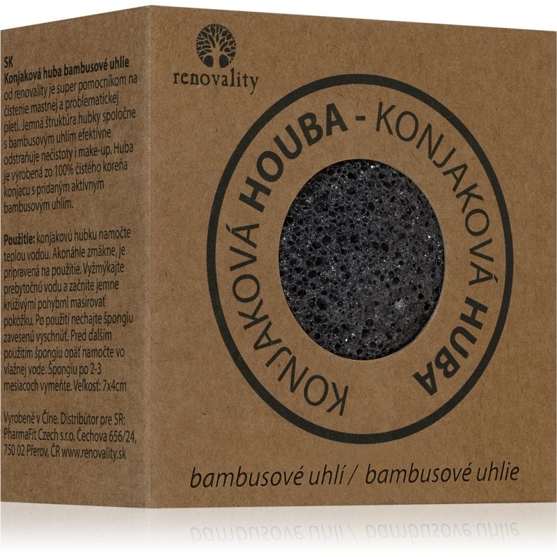 Renovality Konjac mushroom bamboo charcoal Cleansing Puff to Treat Skin Imperfections 7x4 cm