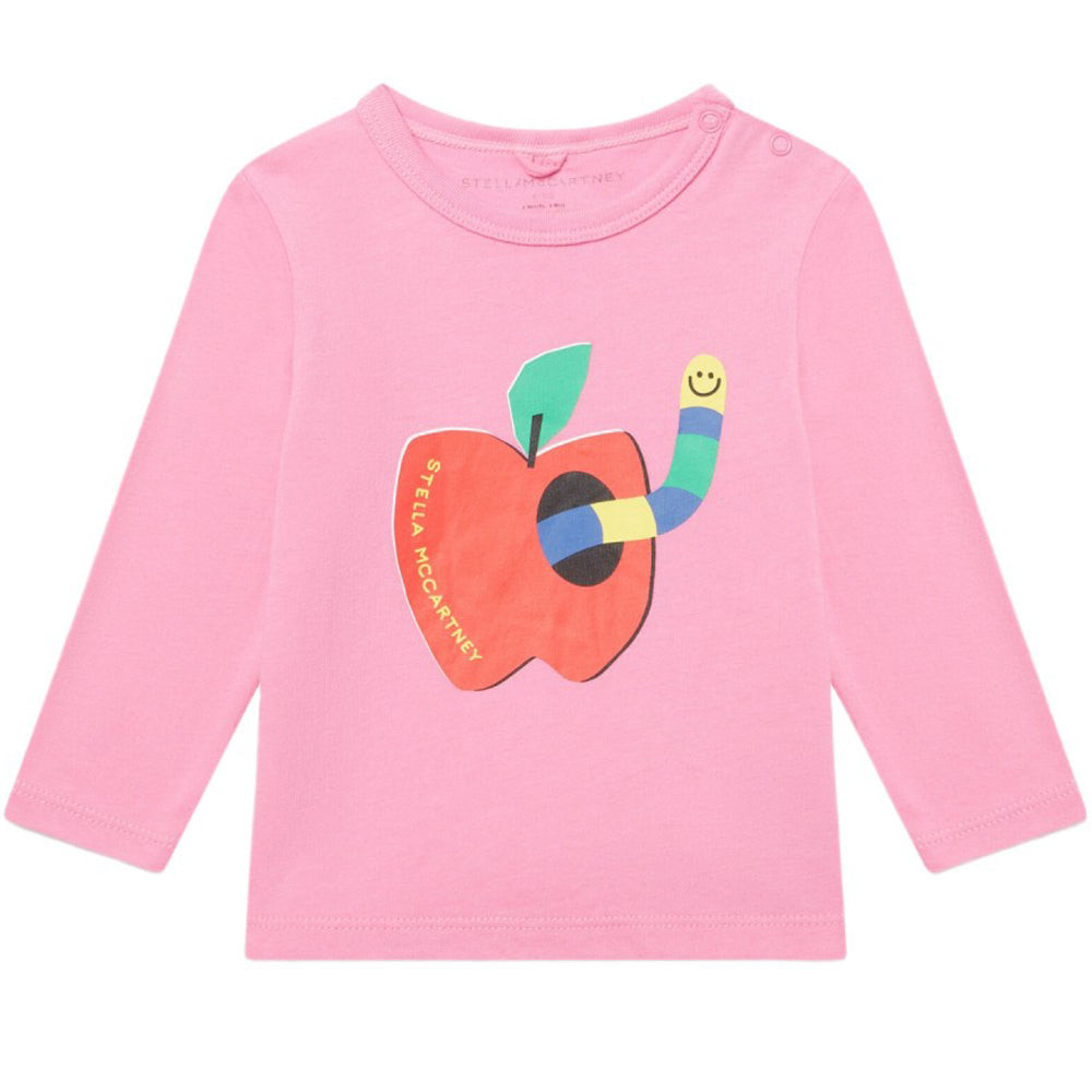 Stella McCartney Baby Girls Apple Logo Long Sleeve T Shirt Pink, 9M / Pink