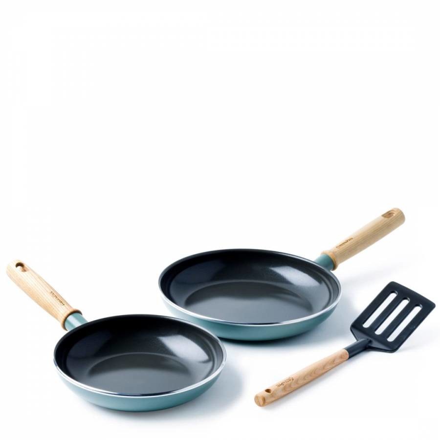 Mayflower Non-Stick 20cm & 24cm Frying Pan Set with Spatula Blue