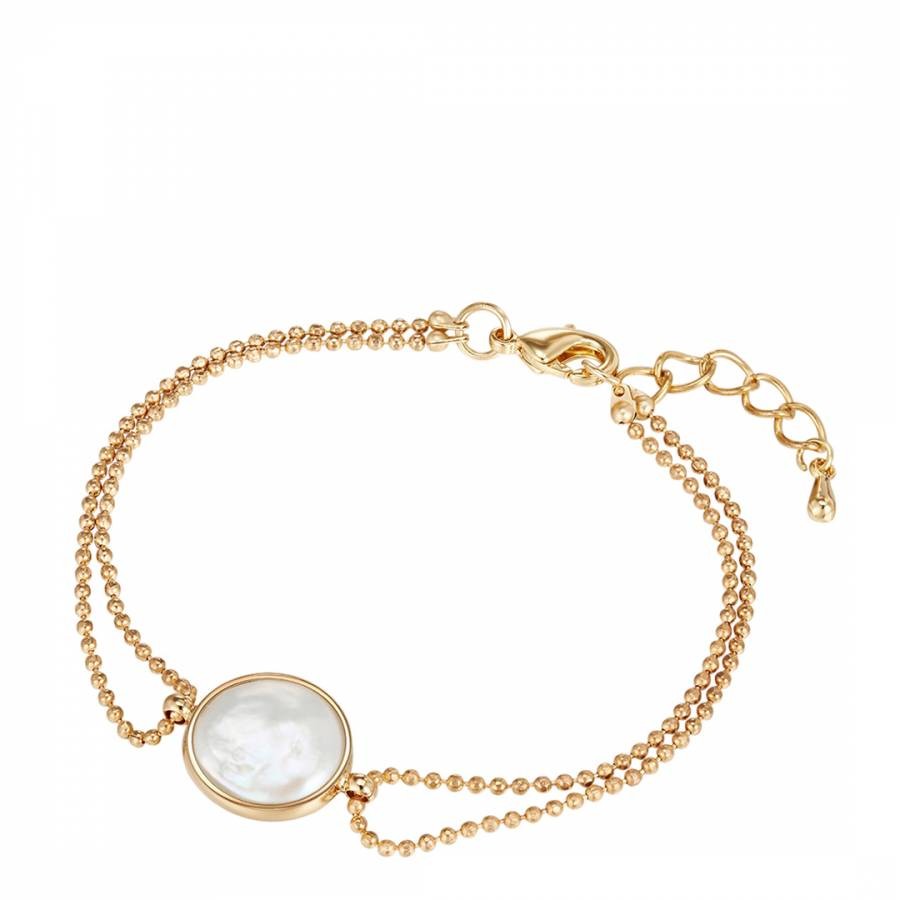 Yellow Gold/White Freshwater Cultured Pearl Bracelet