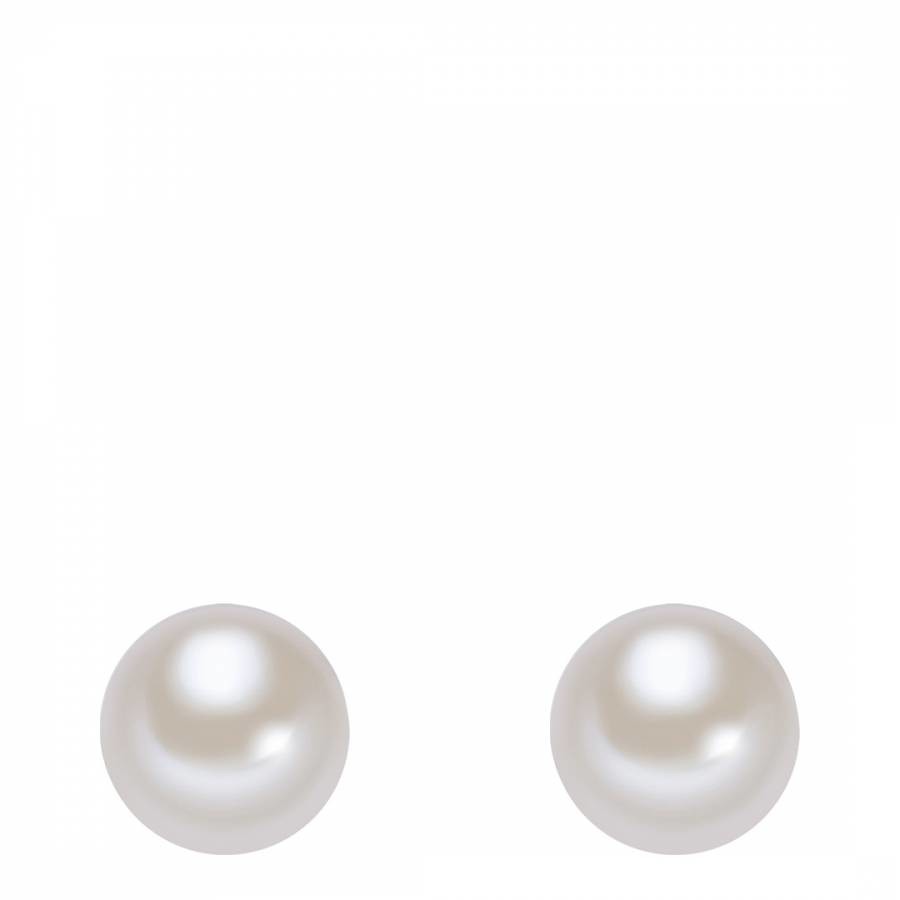 Silver/White Freshwater Cultured Pearl Stud Earrings