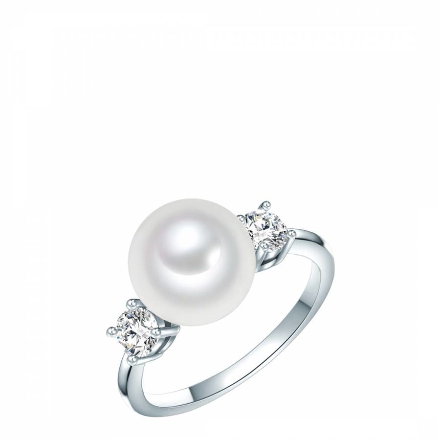 Silver/White Zirconia Pearl Ring