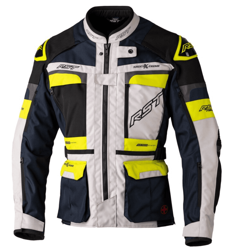 RST Adventure-Xtreme Race Dept Ce Mens Textile Jacket Dark Blue Grey Fluo Yellow 40