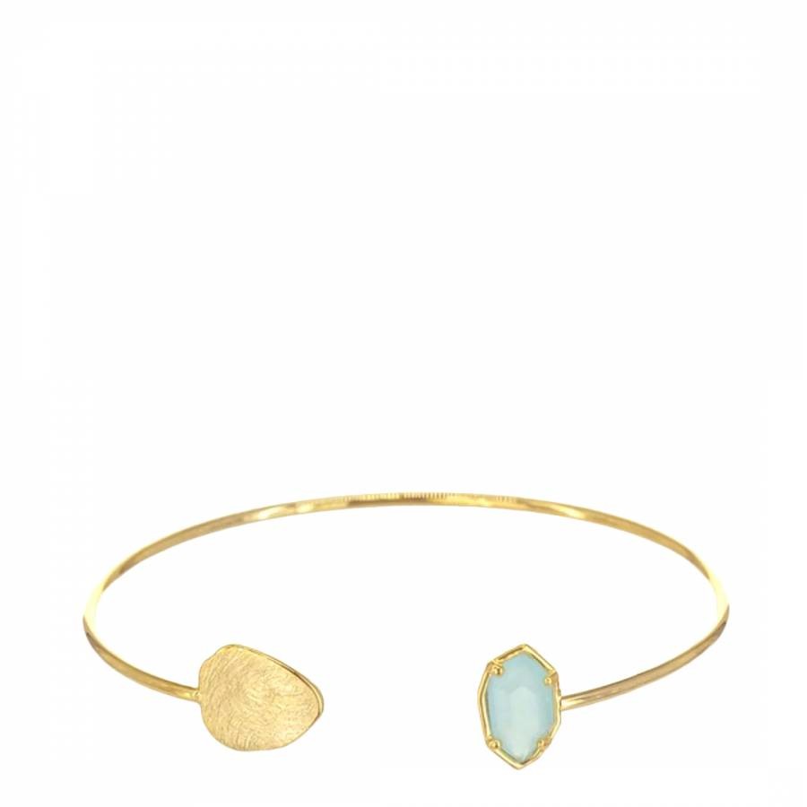 18K Gold Sea Green Cuff Bangle