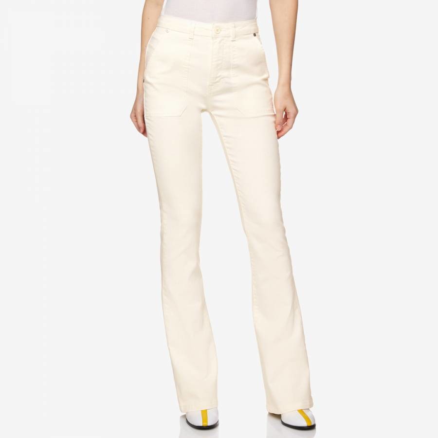 White Stretch Flared Jeans