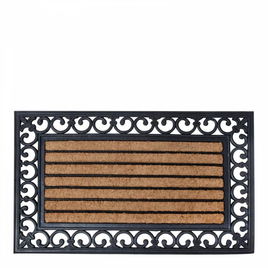 Tan/Black Rectangular Doormat
