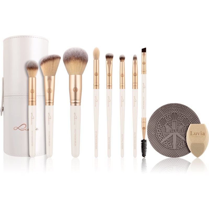 Luvia Cosmetics Prime Vegan Make-up Brush Set with Pouch Champagne 10 pc