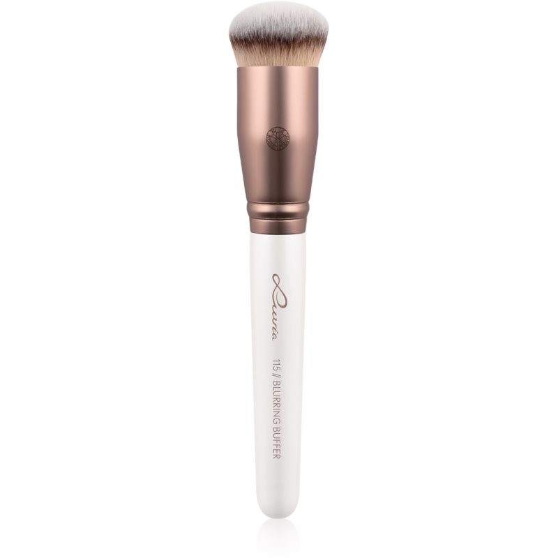 Luvia Cosmetics Prime Vegan Blurring Buffer Foundation and Powder Brush 115 (Pearl White / Metallic Coffee Brown) 1 pc