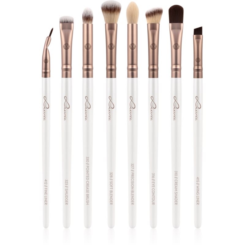 Luvia Cosmetics Prime Vegan All Eye Want Brush Set Pearl White / Metallic Coffee Brown (for Eye Area)