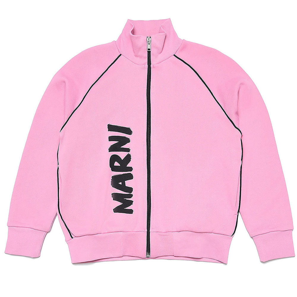 Marni Girls Zip Top With Vertical Brush Logo Pink, 10Y / PINK