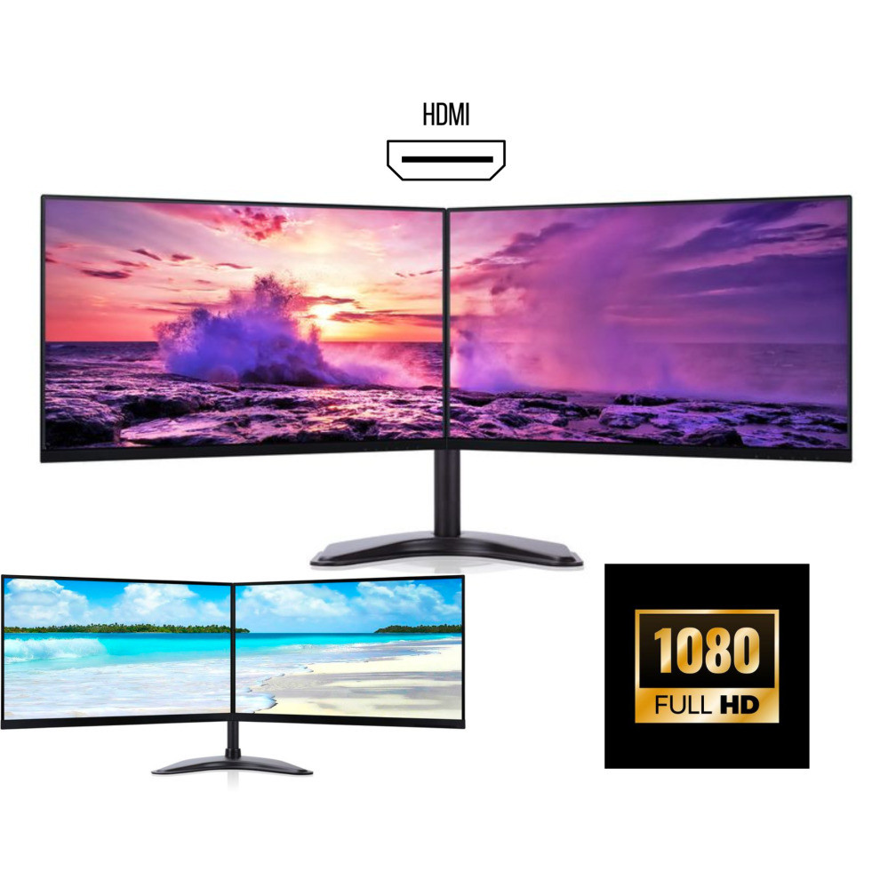 Dual Monitor Screen Full HD HDMI Grade A Dell HP Brand,New Stand 2X22